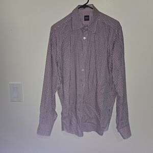 BOSS Men's Long Sleeve Shirt - Red, Black and White Size M